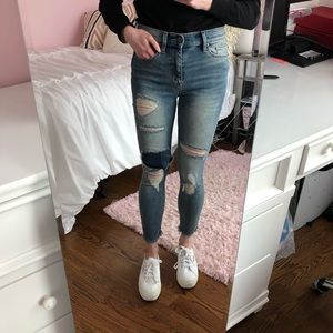 Urban outfitters distressed patchwork jeans